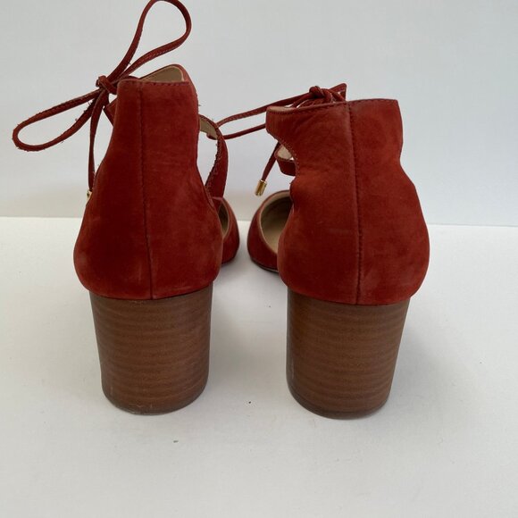 Rust suede pump with ties - Picture 3 of 5